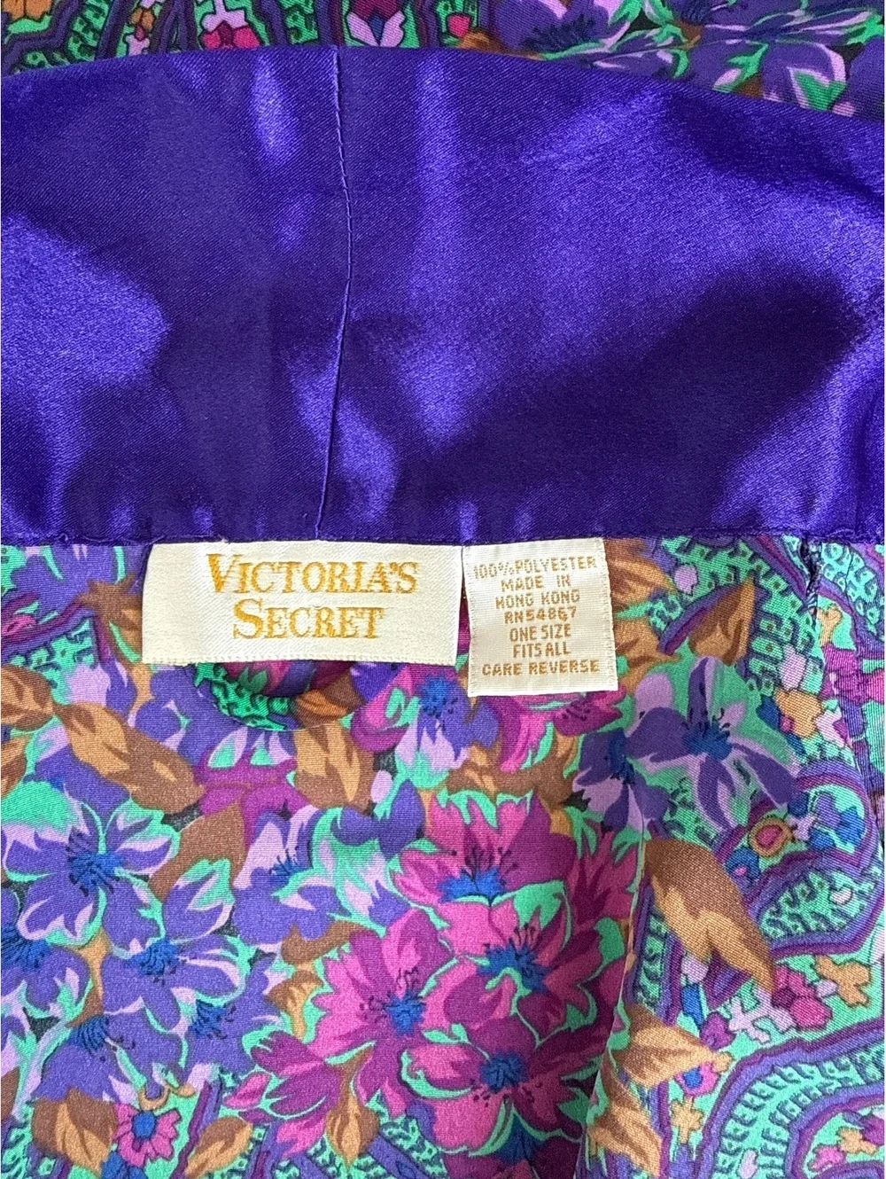 Victoria's Secret Vintage Floral Paisley Kimono Robe with Satin Trim